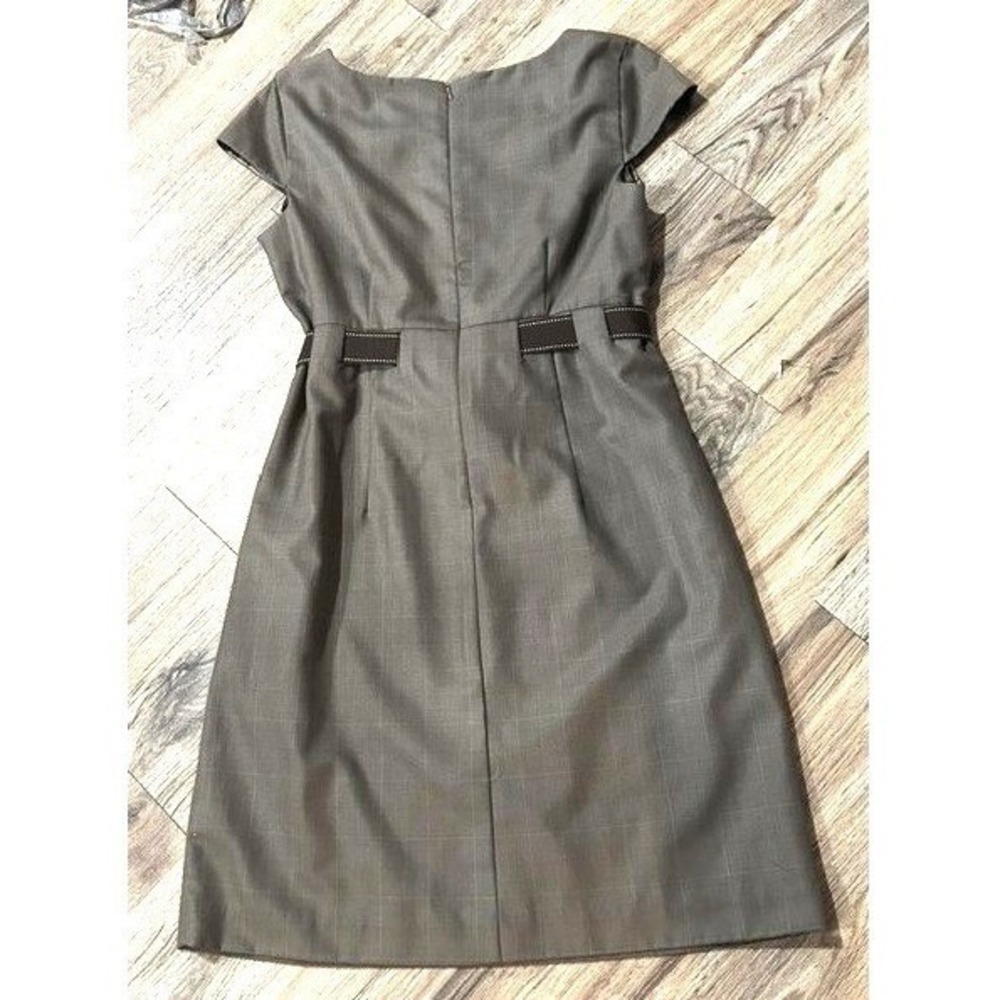 Studio 1 Gray Plaid Cap Sleeve Sheath Dress with Bow Belt Accent Size 8 - Picture 3 of 12